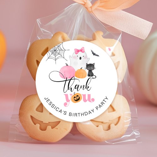 Spooky Halloween birthday thank you Classic Round Sticker