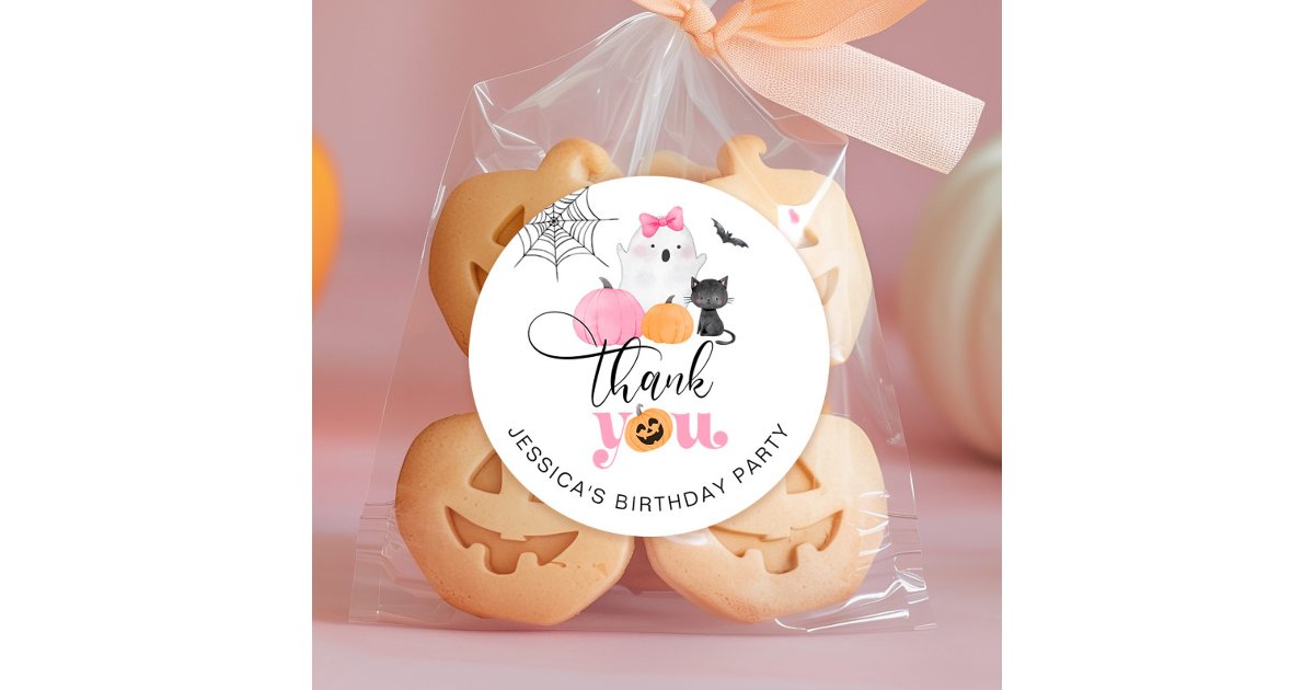 Spooky Halloween birthday thank you Classic Round Sticker | Zazzle