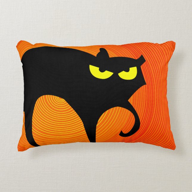 Spooky Halloween Black Cat  Accent Pillow (Front)