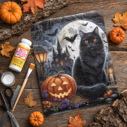 Spooky Halloween Black Cat Decoupage Tissue Paper