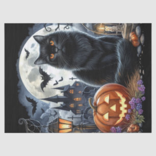 Spooky Halloween Black Cat Decoupage Tissue Paper