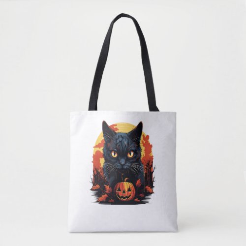 Spooky Halloween Black Cat   Tote Bag