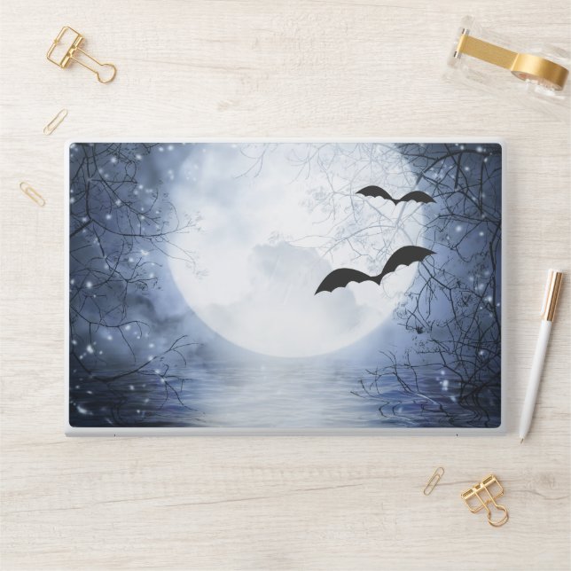 Spooky Halloween Black Night Background HP Laptop Skin (Desk)