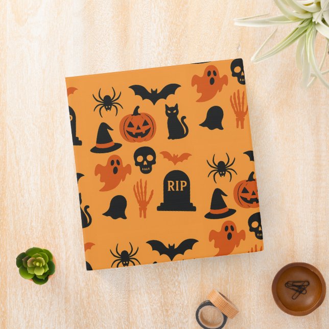 Spooky Halloween – Black & Orange Trick 3 Ring Binder (In Situ)