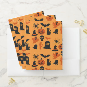 Spooky Halloween Black Orange Trick Pocket Folder