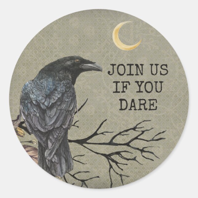 Spooky Halloween Black Raven Sticker (Front)