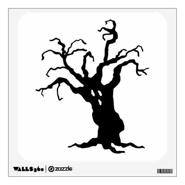 Spooky Halloween Black Silhouette Tree Wall Decal (Front)