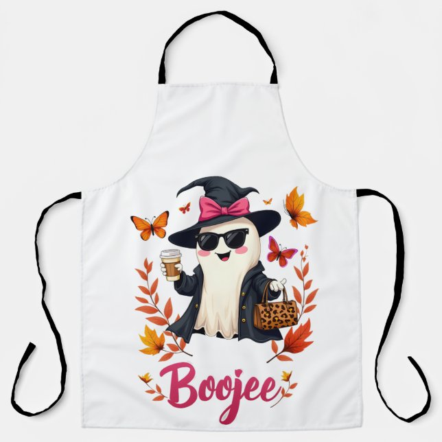 Spooky Halloween Boojee Sassy Classy Ghost  Apron (Front)