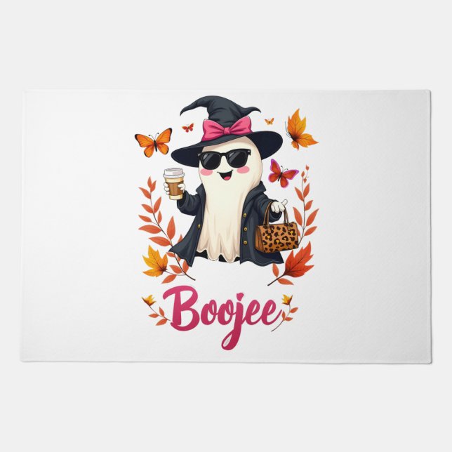 Spooky Halloween Boojee Sassy Classy Ghost  Doormat (Front)