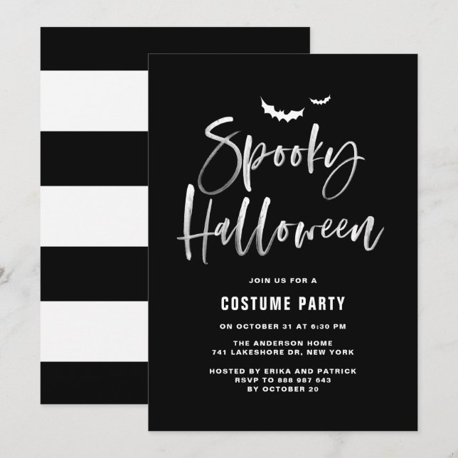 Spooky Halloween Brush Lettering | Costume Party Invitation (Front/Back)