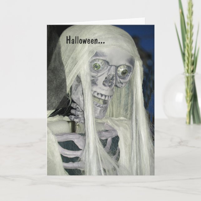 Spooky Halloween Card with Skeleton (Front)