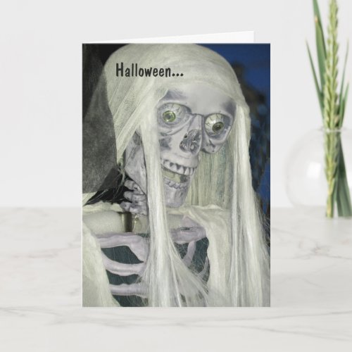 Spooky Halloween Card with Skeleton