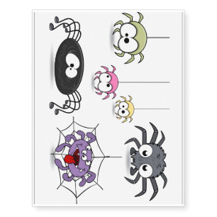 Spooky Halloween Cartoon Spiders Temporary Tattoos