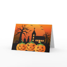 Spooky Halloween Carved Pumpkins Card