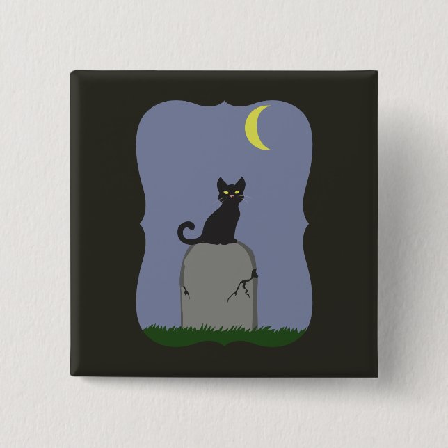 Spooky Halloween Cat Button (Front)