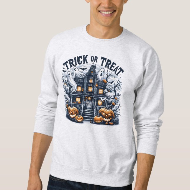 Spooky Halloween celebration at a haunted house Sweatshirt (Front)