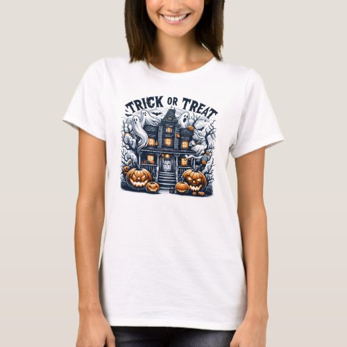 Spooky Halloween celebration at a haunted house T_Shirt