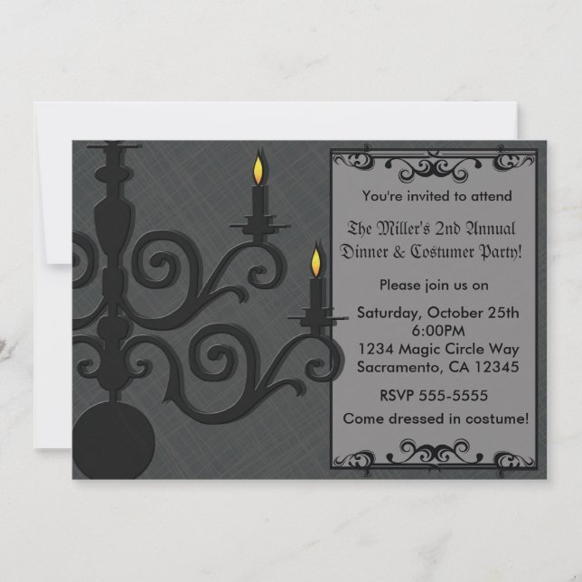 Spooky Halloween Chandelier Dinner Costume Party Invitation (Front)