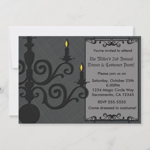 Spooky Halloween Chandelier Dinner Costume Party Invitation