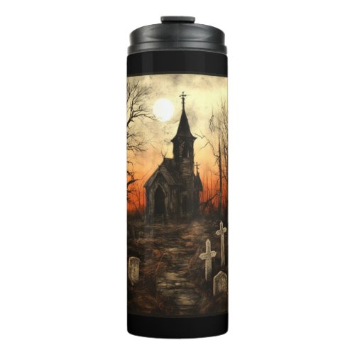 Spooky Halloween Church _ Style 6 Sticker Thermal Tumbler