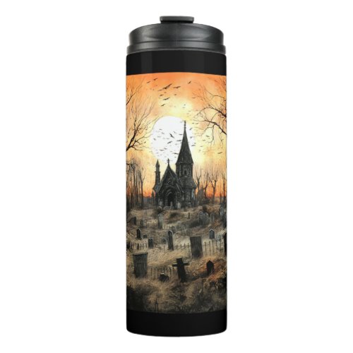 Spooky Halloween Church _ Style 7 Sticker Thermal Tumbler