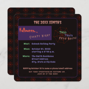 Spooky Halloween Cobweb Black Party Invitation