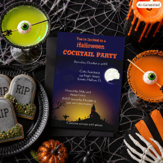 Spooky Halloween Costume Cocktail Party Invitation