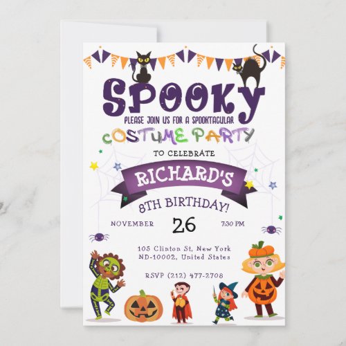 Spooky Halloween Costume Kids Birthday Party Invitation