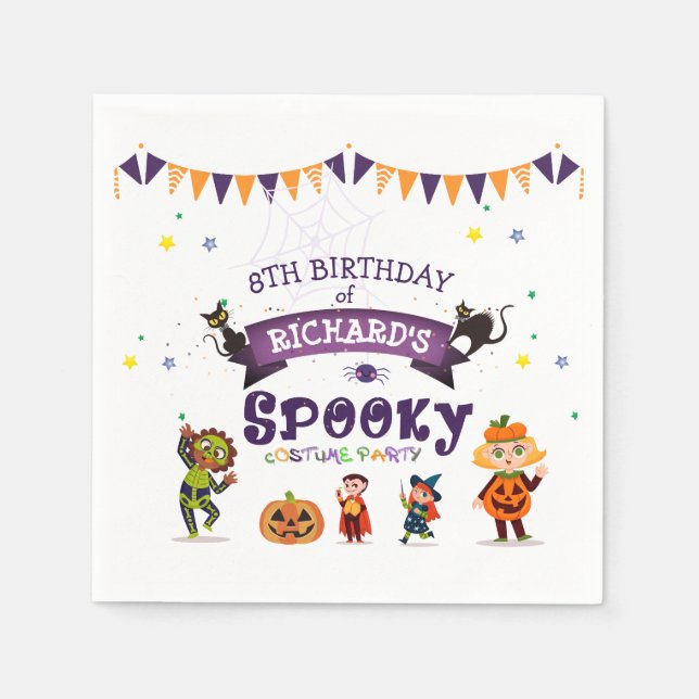Spooky Halloween Costume Kids Birthday Party Napkins (Front)