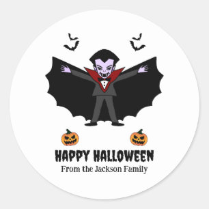 Spooky Halloween Costume Party Dracula Vampire Classic Round Sticker