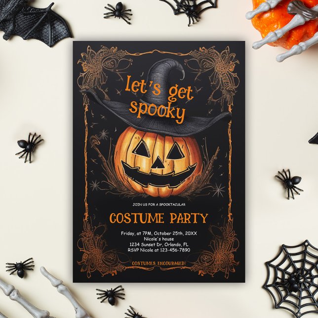Spooky Halloween Costume Party Invitation (Spooky Costume Party Halloween Invitation)