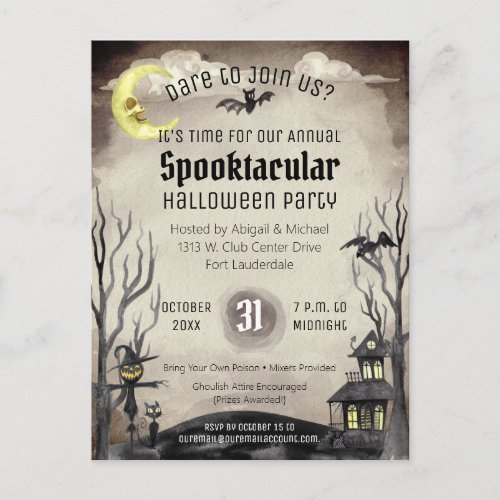 Spooky Halloween Costume Spooktacular Sepia Tone Postcard
