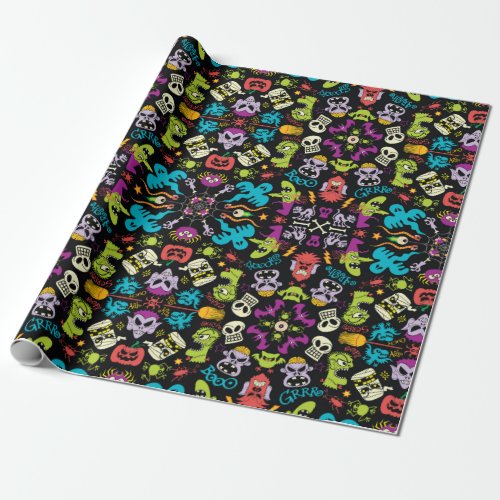 Spooky Halloween creatures in cool pattern design Wrapping Paper