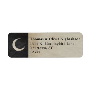 Spooky Halloween Crescent Moon Watercolor Label
