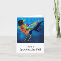 Spooky Halloween Cute Crow BLANK Greeting Card