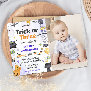 Spooky Halloween Cute Ghost 3rd Birthday Party Invitation