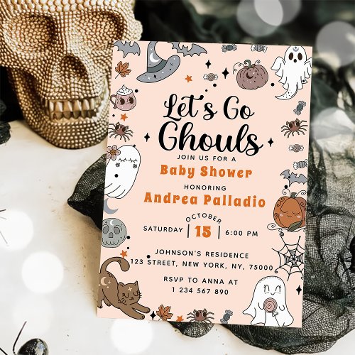 Spooky Halloween Cute Ghost Baby Shower Party Invitation