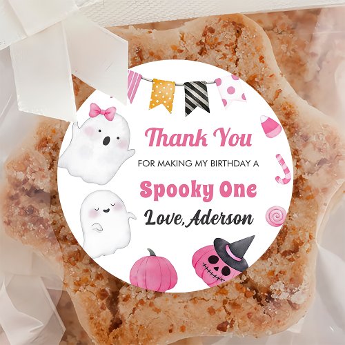  Spooky Halloween Cute Ghost Birthday Party  Classic Round Sticker