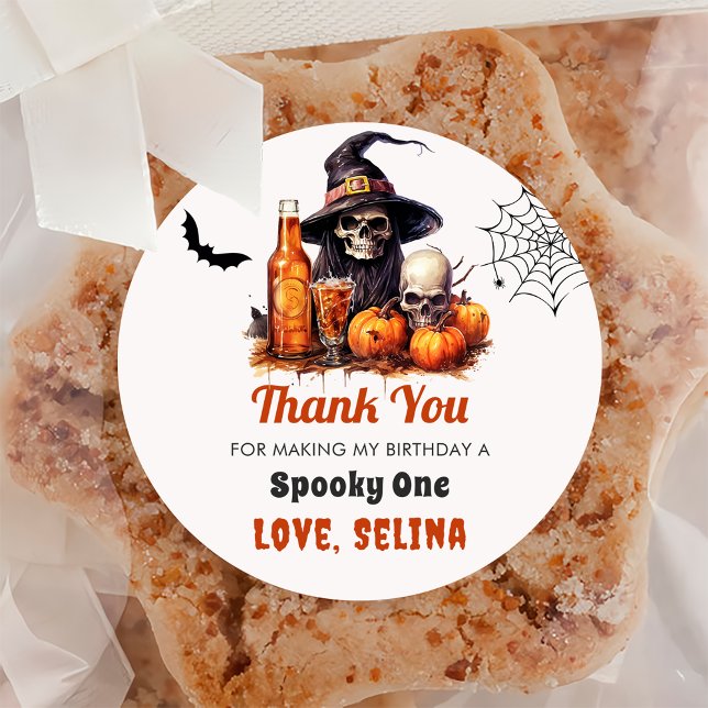 Spooky Halloween Cute Ghost Birthday Party Classic Round Sticker (Creator Uploaded)