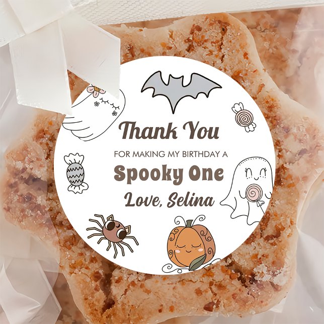  Spooky Halloween Cute Ghost Birthday Party  Classic Round Sticker (Creator Uploaded)