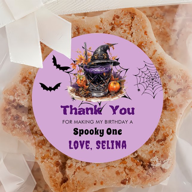 Spooky Halloween Cute Ghost Birthday Party Classic Round Sticker (Creator Uploaded)