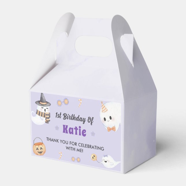 Spooky Halloween Cute Ghost Birthday Party  Favor Boxes (Front Side)