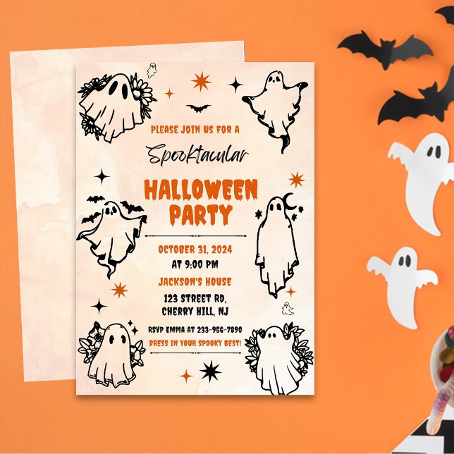 Spooky Halloween Cute Ghost Party Invitation (Creator Uploaded)