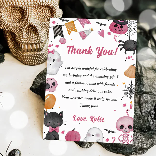 Spooky Halloween Cute Ghost Thank You Card | Zazzle