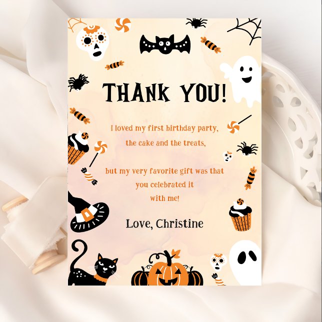Spooky Halloween Cute Ghost Thank You Card (Creator Uploaded)