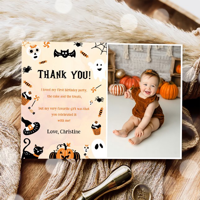 Spooky Halloween Cute Ghost Thank You Card (Creator Uploaded)