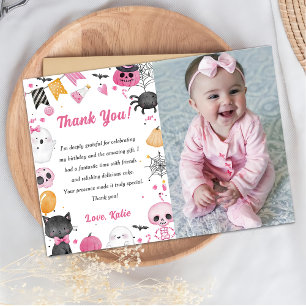 Spooky Halloween Cute Ghost Thank You Card Photo