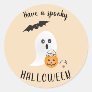 Spooky Halloween Cute Ghost Trick Or Treating Boo Classic Round Sticker