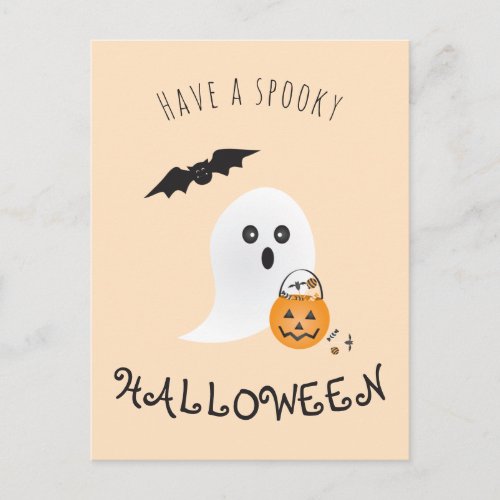 Spooky Halloween Cute Ghost Trick Or Treating Postcard