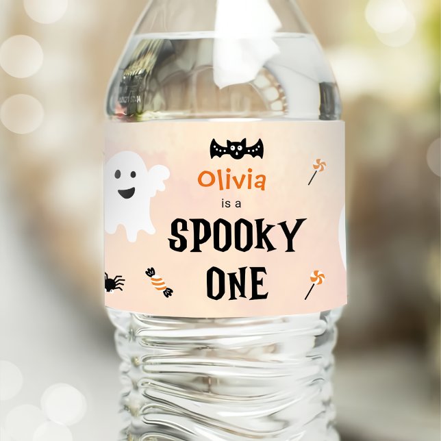 Spooky Halloween Cute Ghost  Water Bottle Label (Creator Uploaded)